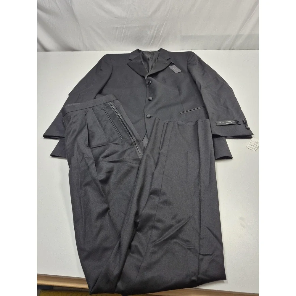 Joseph Abboud Tuxedo Suit Mens 44 Long Black Wool Super 120s 2 Piece 38x36 NWT